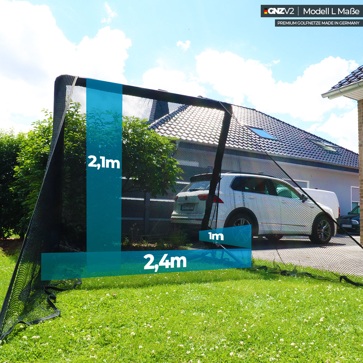 Golfnetz Driving Range L | H2,1m x B2,4m x T1,0m | Indoor & Outdoor | GNZV2