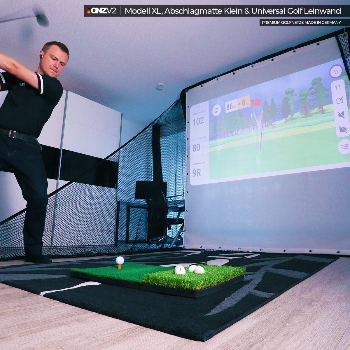 Golf Simulator XL (ohne Launch Monitor/Beamer) | Inkl. Kleine Abschlagmatte
