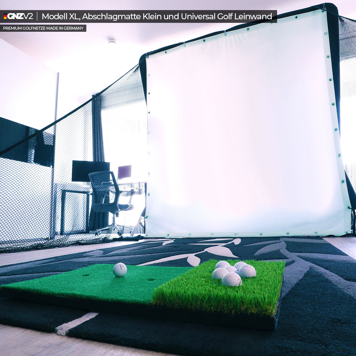 Golf Simulator XL (ohne Launch Monitor/Beamer) | Inkl. Kleine Abschlagmatte
