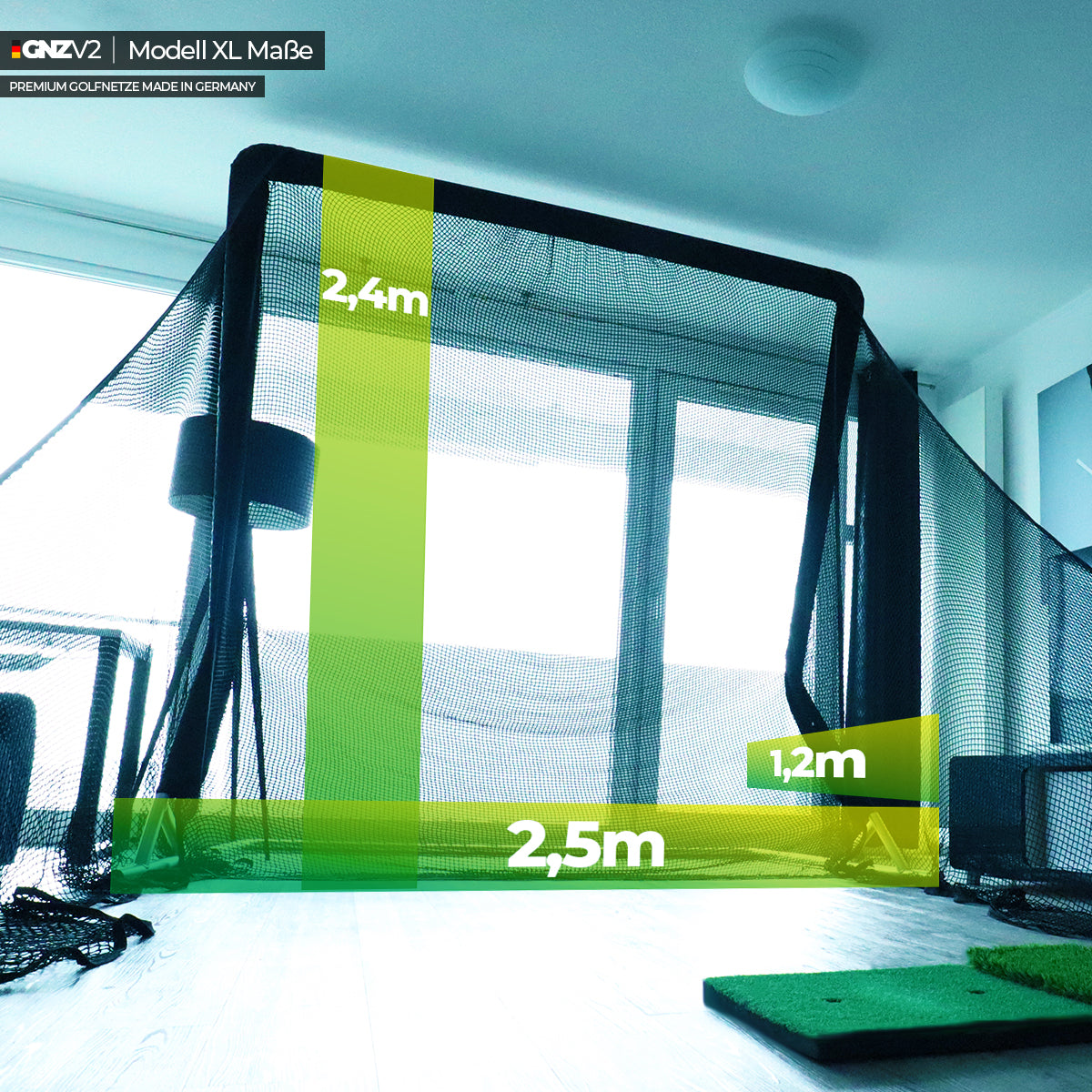 Golfnetz Driving Range XL | H2,4m x B2,5m x T1,2m | Indoor & Outdoor | GNZV2