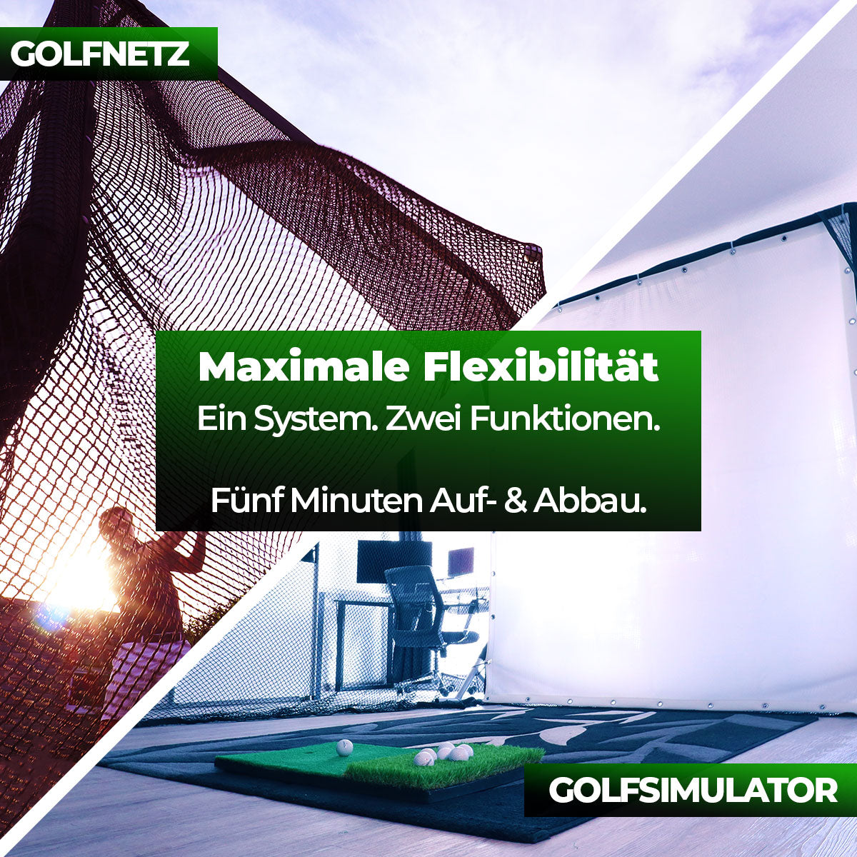 Golf Simulator L (ohne Launch Monitor/Beamer) | Inkl. Große Abschlagmatte
